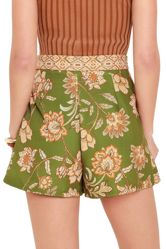 Olive Floral Wrap Skort