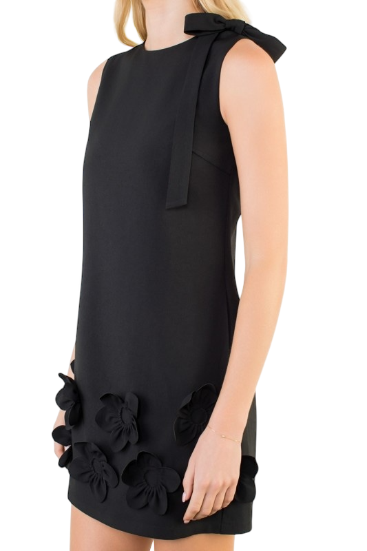 Floral Appliqué Mini - Black