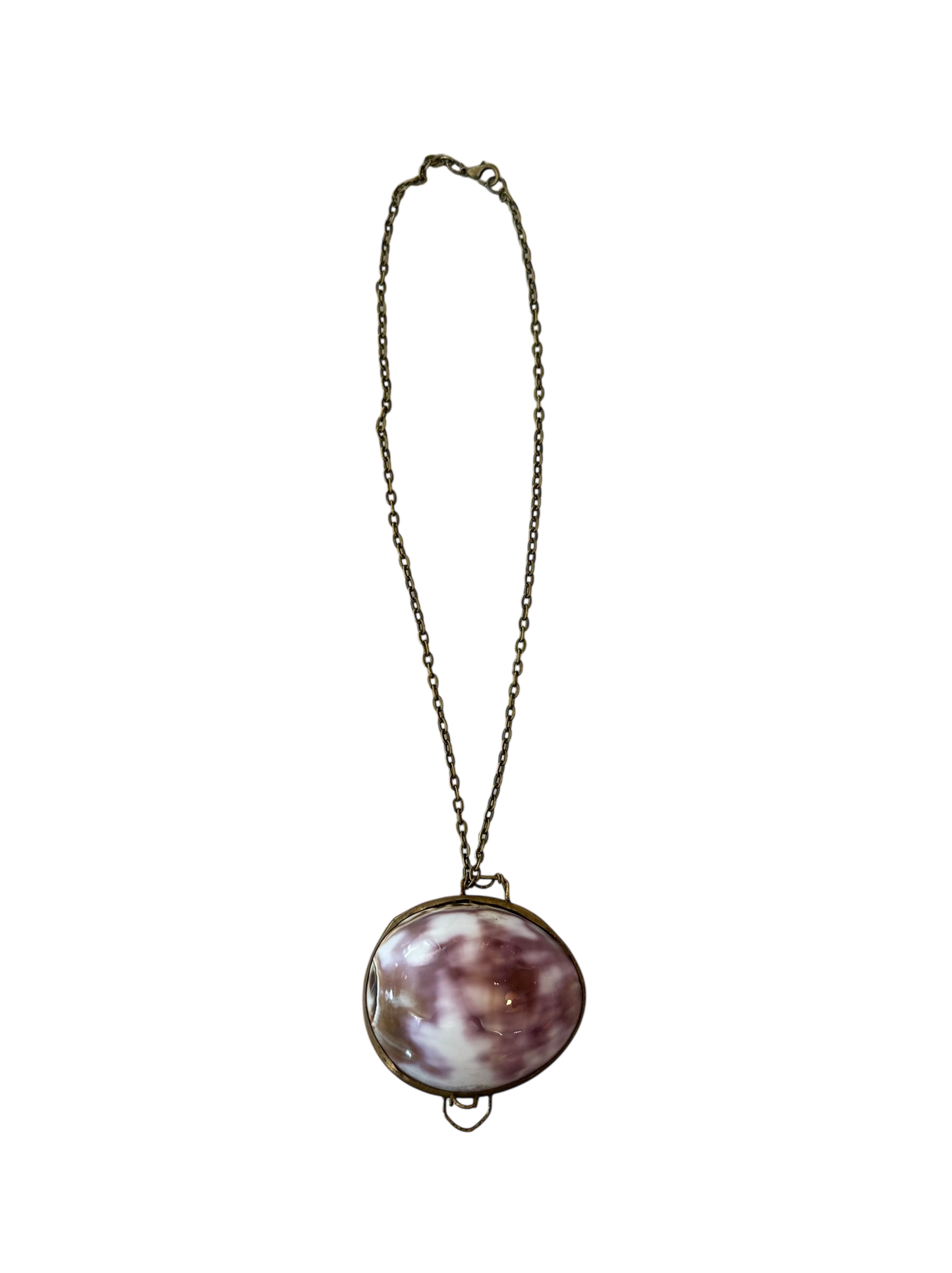 Antique Shell Pill Box Necklace