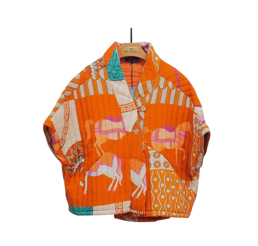 Quilted Kimono Jacket - Cap Sleeve