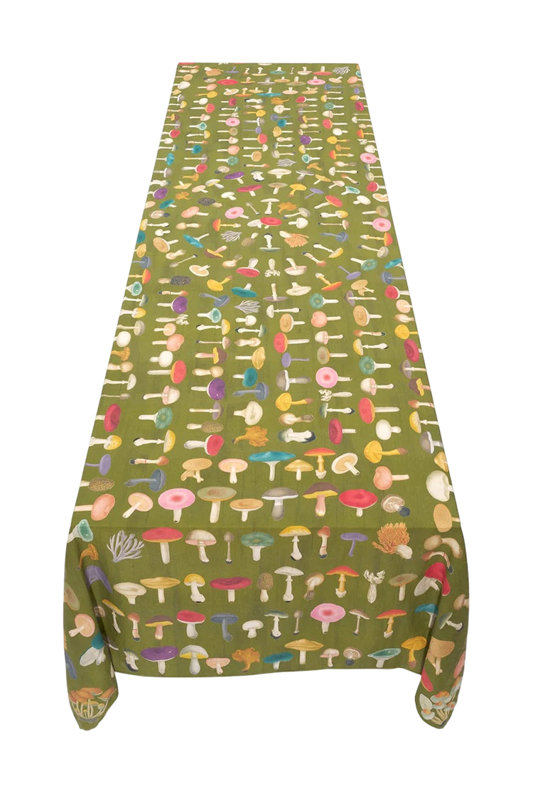 S&B x John Derian Green Fungi Linen Tablecloth