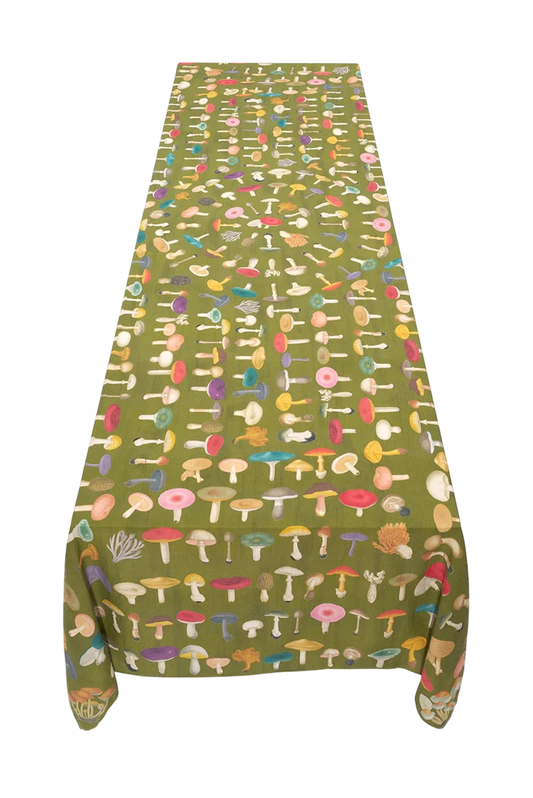 S&B x John Derian Green Fungi Linen Tablecloth