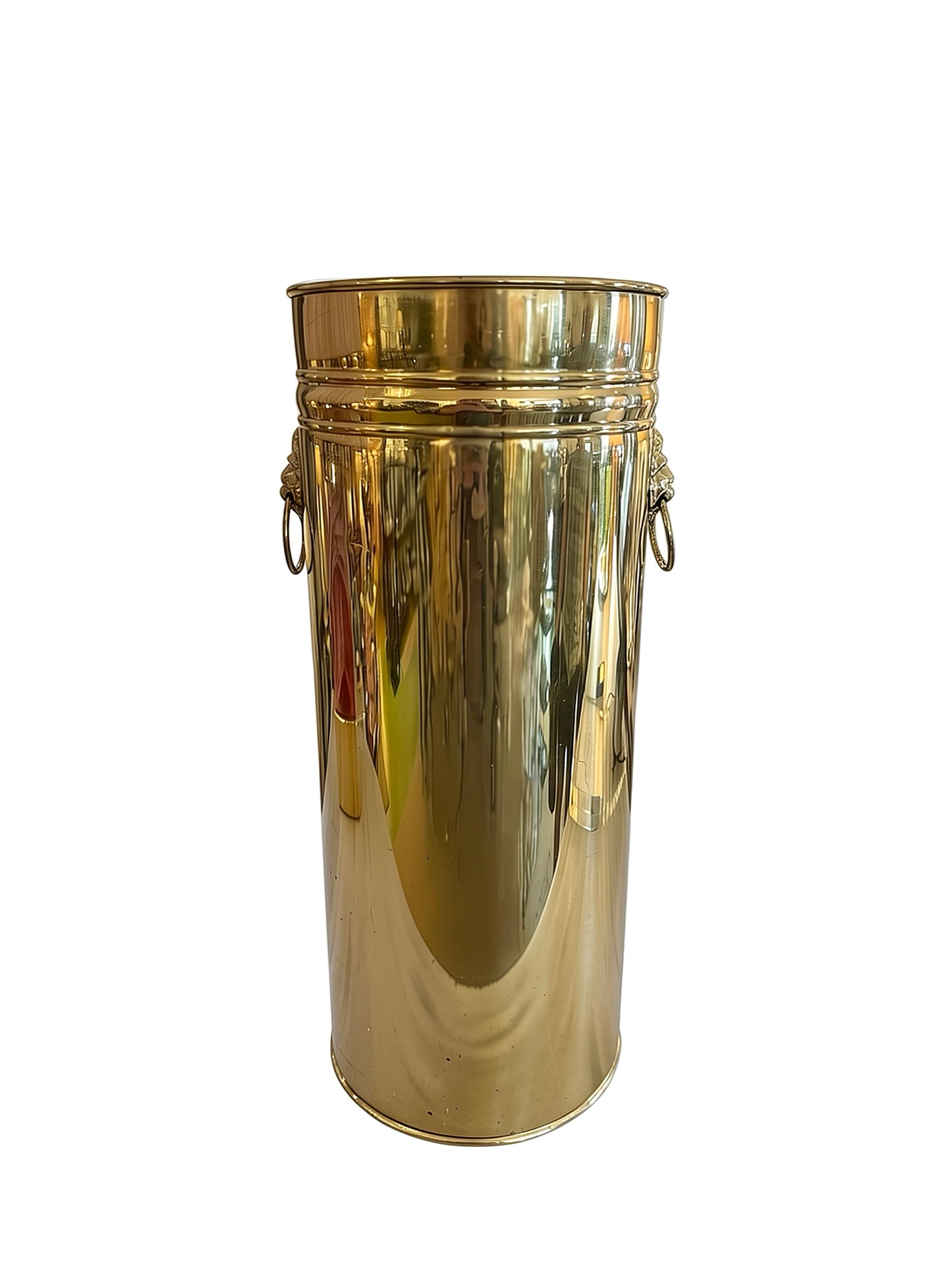 English Brass Umbrella Stand w/ Lion Handles