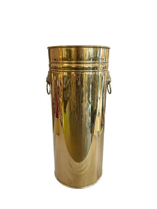 English Brass Umbrella Stand w/ Lion Handles