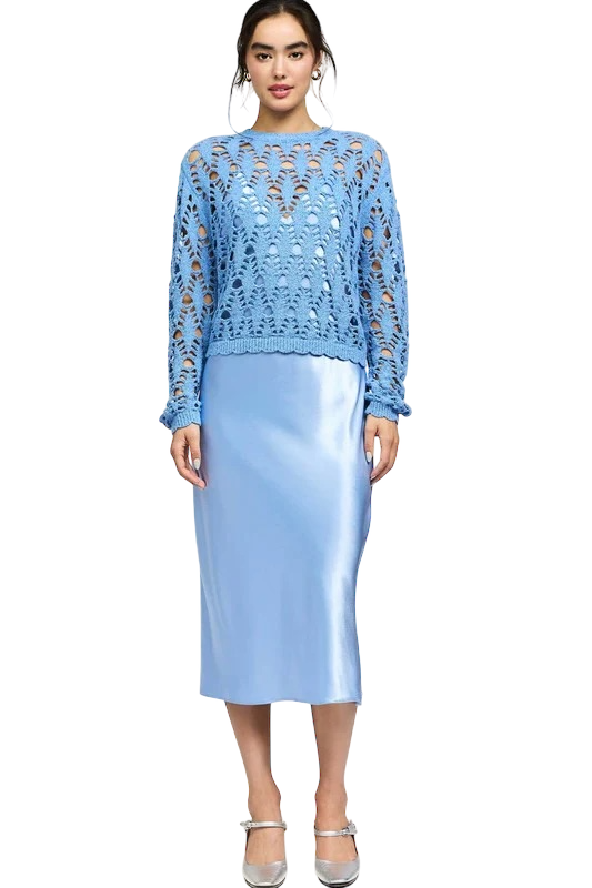 Crochet Sweater & Satin Dress Set