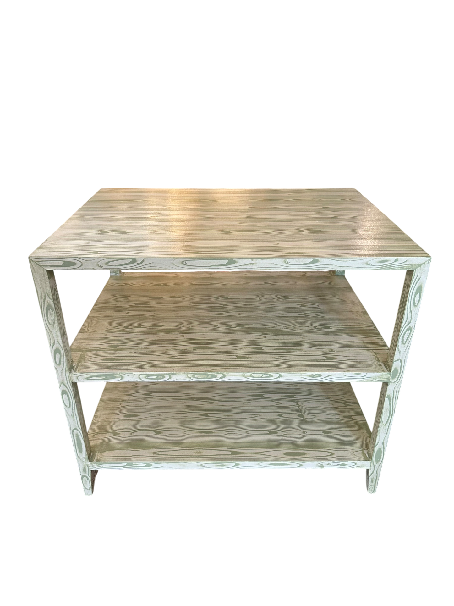 Bespoke Hand-Painted Napoleon Side Table in Celery Faux Bois