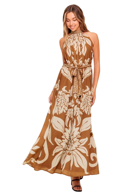 Cognac Floral Maxi