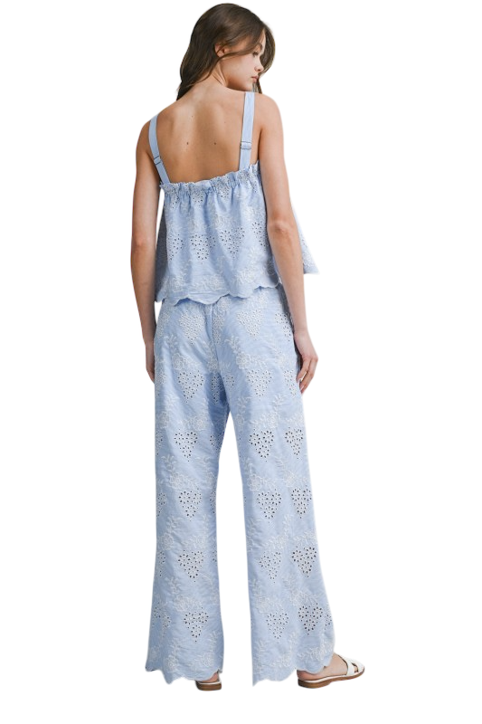 Striped Eyelet Pants Set