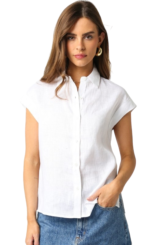 Cap Sleeve Linen Shirt - Two Colors!!!