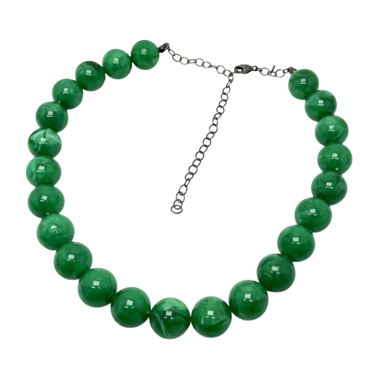 Emerald Green Marbled Beaded Necklace