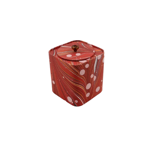 Marbled Tin Jar - Fire Whirl Red