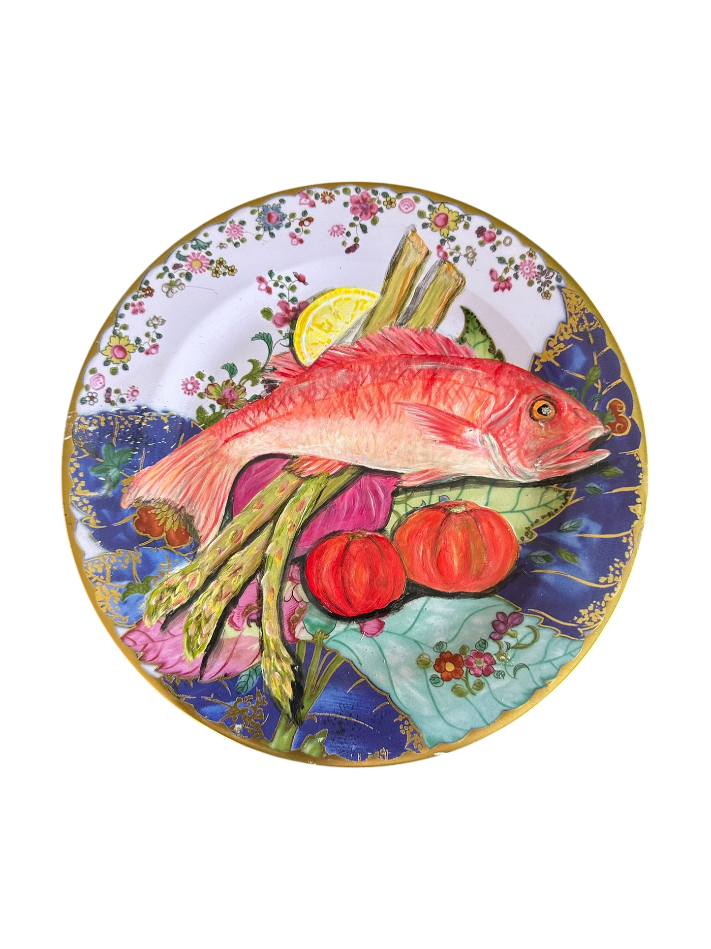 Jenn Leverett Art - Still Life on Tobacco Leaf Inspired Plate