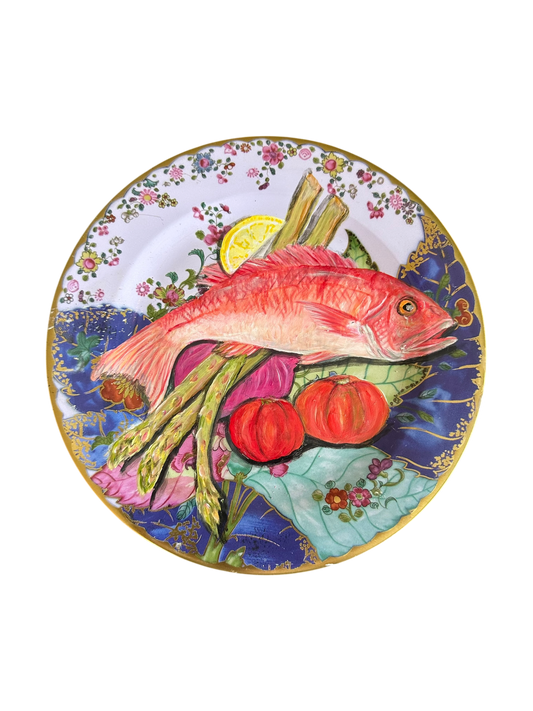 Jenn Leverett Art - Still Life on Tobacco Leaf Inspired Plate