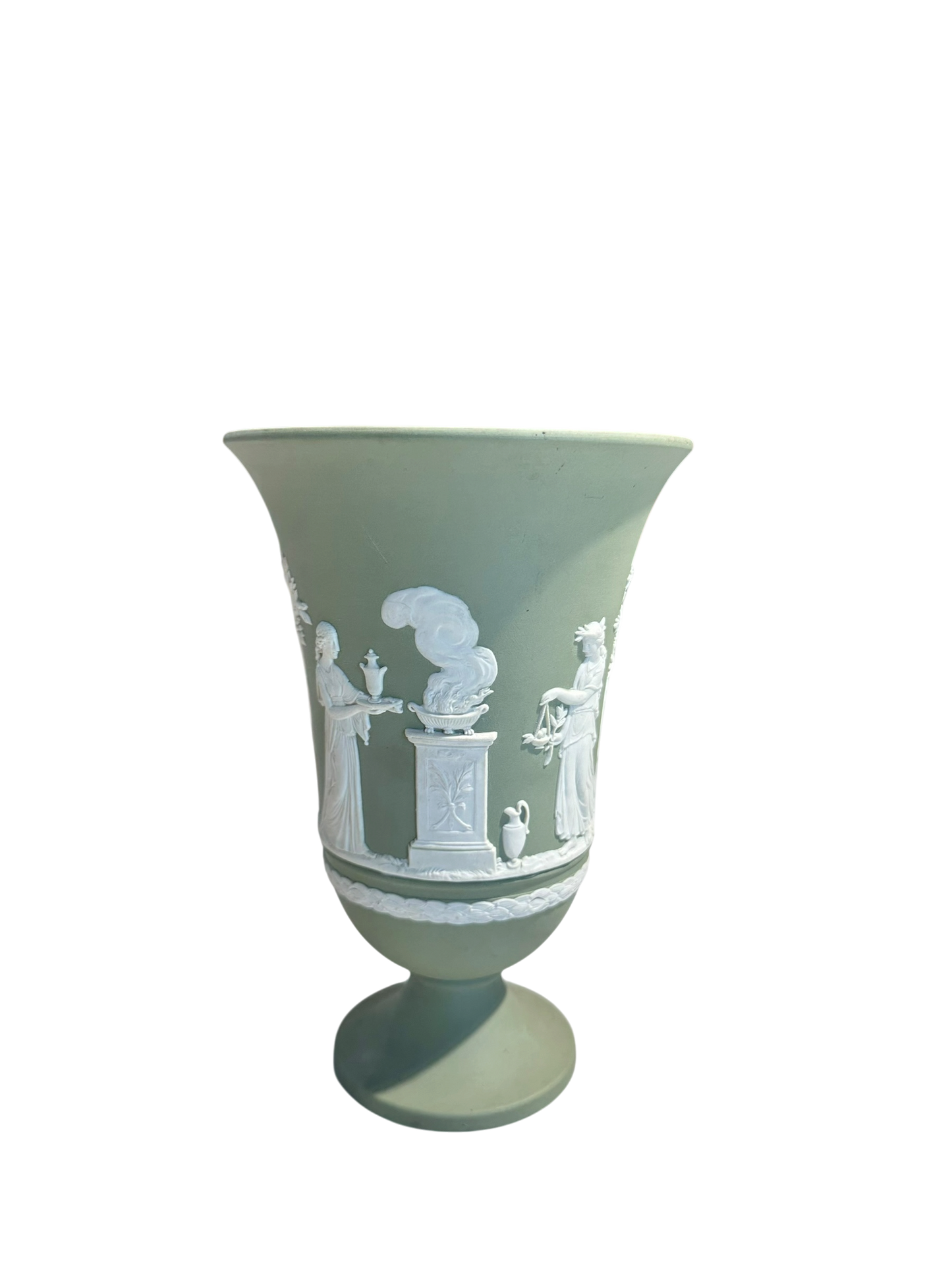 Arcadian Vase - Celadon Jasperware by Wedgwood