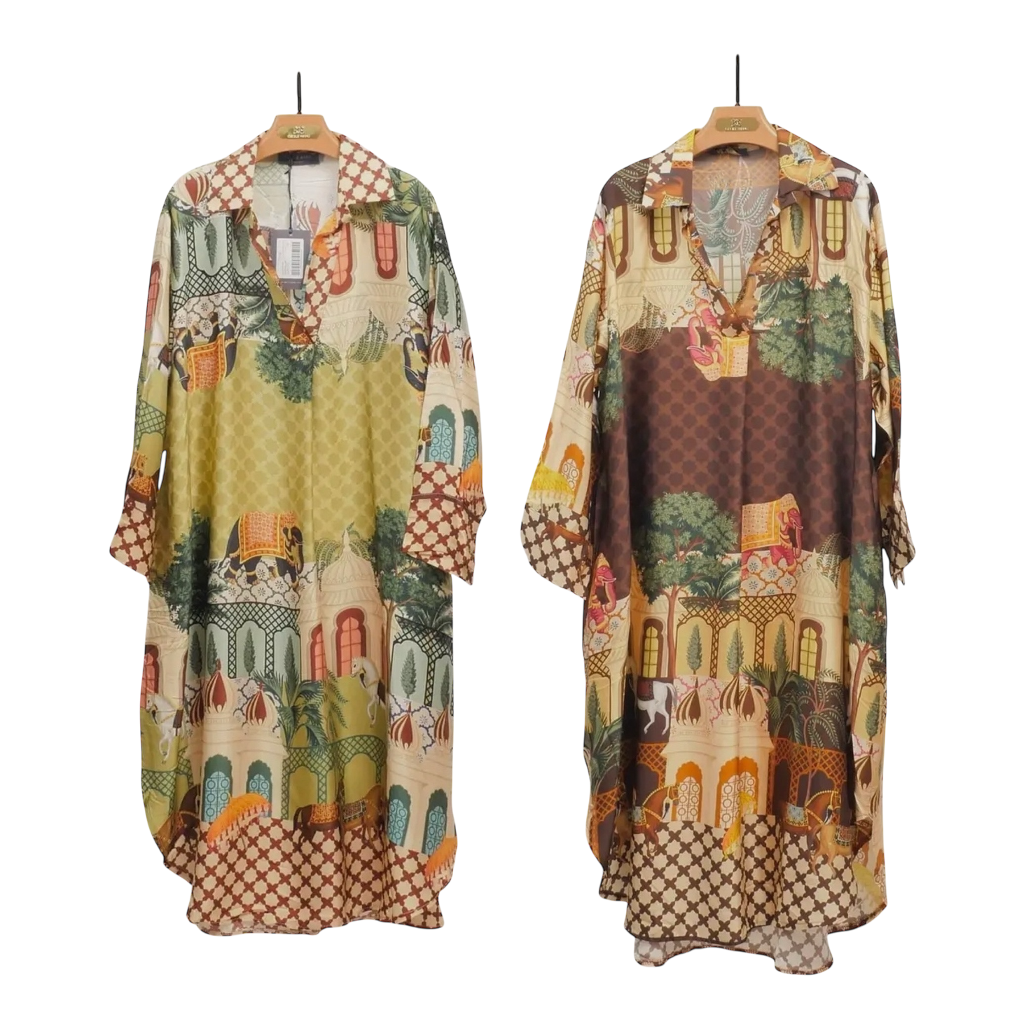 Indian Palace Print Shirt Dress - Two Colors!