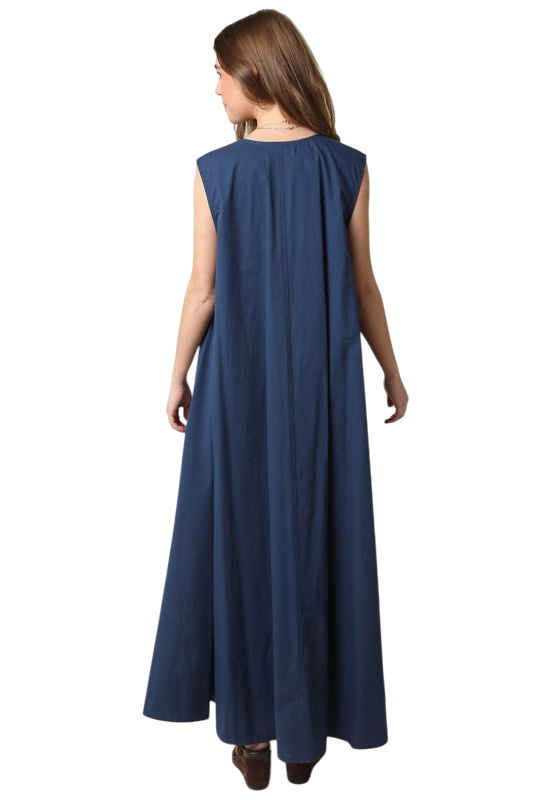 Navy Poplin Maxi
