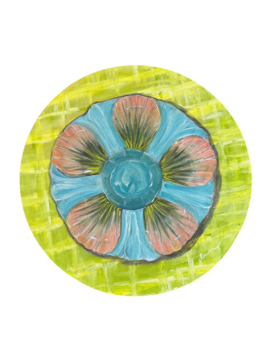 Jenn Leverett Art - Oyster Plate on Round Canvas II
