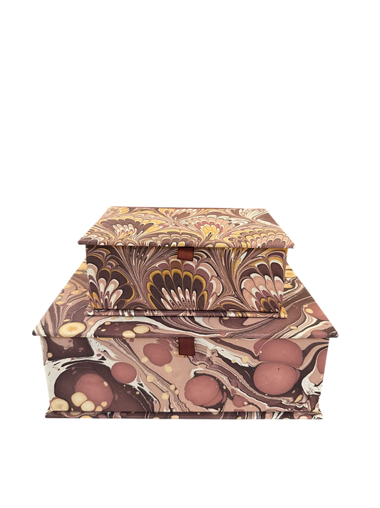 Marbled Keepsake Box Set - Burgundy/Golden