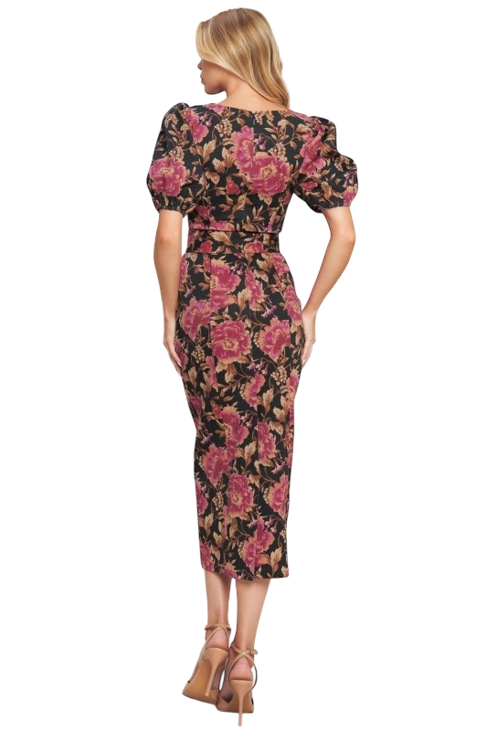 Denim Floral Midi Dress