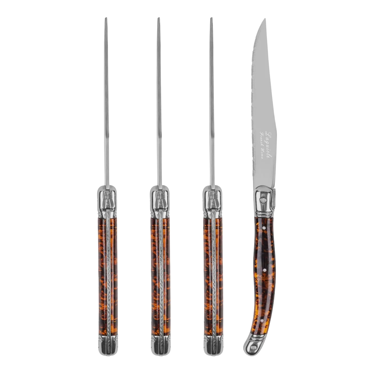 Laguiole 4-Piece Tortoise Steak Knife Set