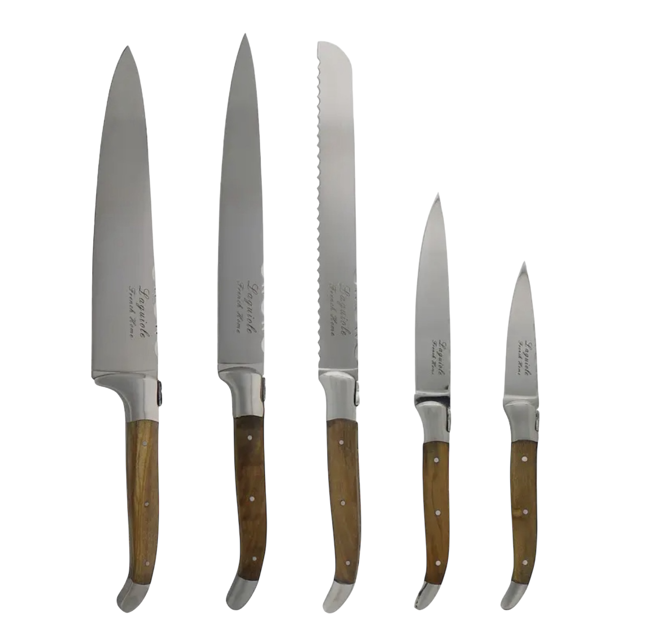 Laguiole Olivewood 5pc Knife Set & Display