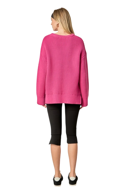 Oversize Ribbed Sweater - Magenta
