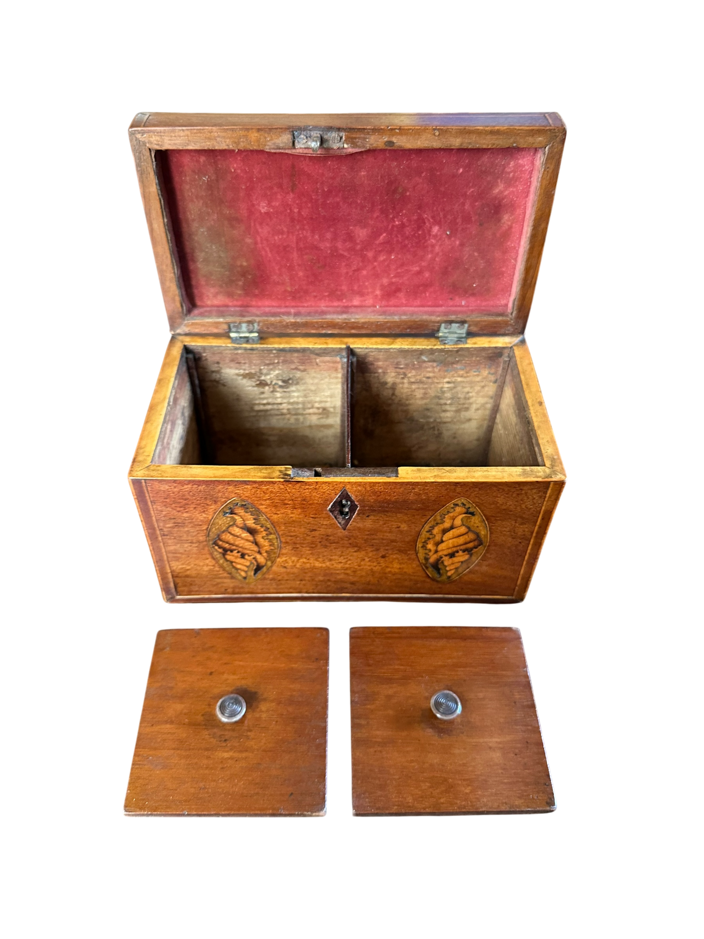 George III Tea Caddy w/ Double Shell Inlay Front c. 1790