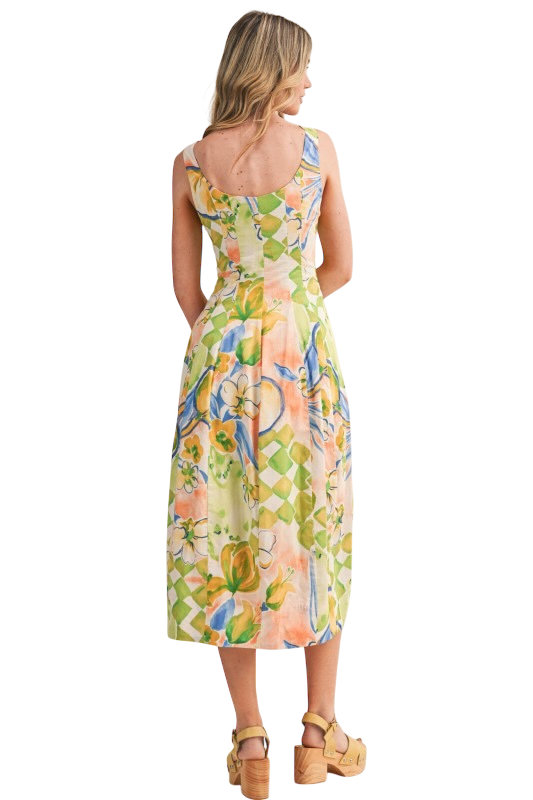Lime Green Multicolor Midi