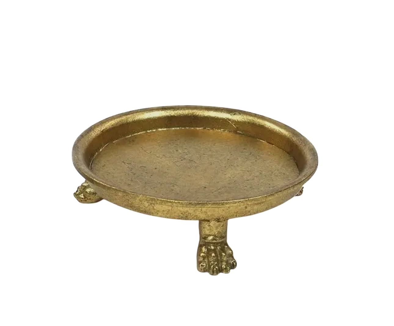 Small Claw Foot Round Dish with Gold Leaf