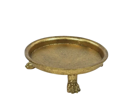 Small Claw Foot Round Dish with Gold Leaf
