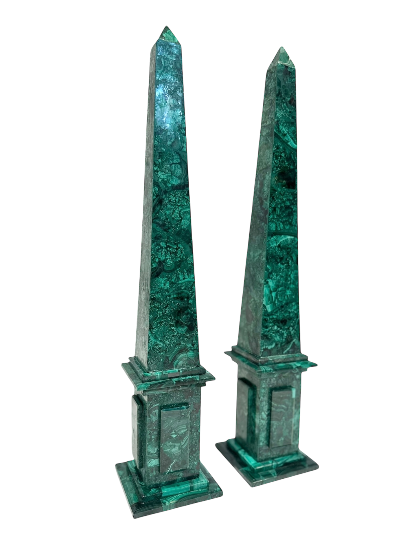 Malachite Obelisks 19.5”H