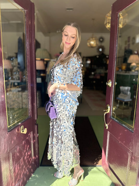 Sequin Silver Caftan