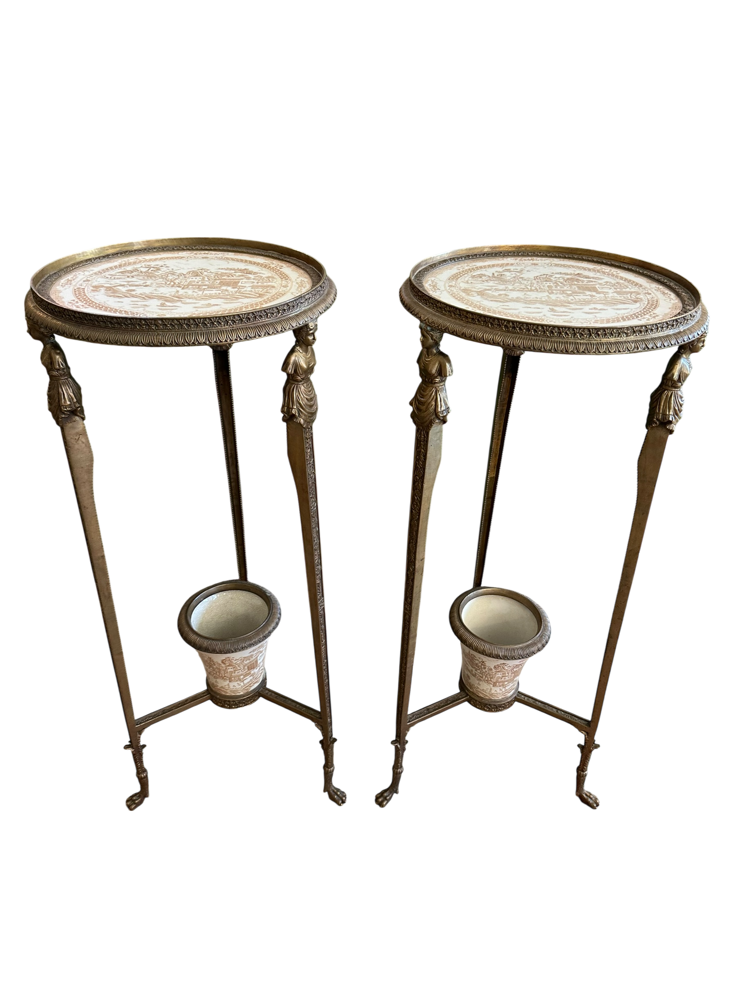 Pair of Bronze and Porcelain Pedestals