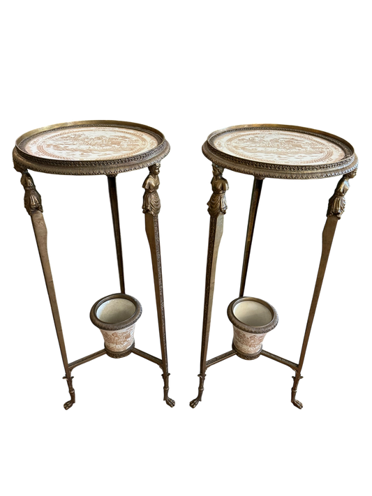 Pair of Bronze and Porcelain Pedestals