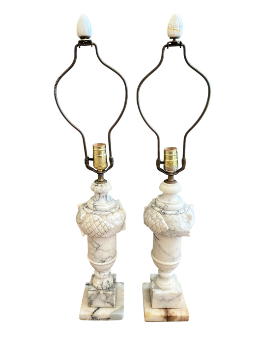 Pair of Vintage Alabaster Lamps