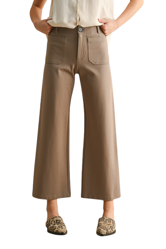 Wide Leg Cropped Pant - Mocha