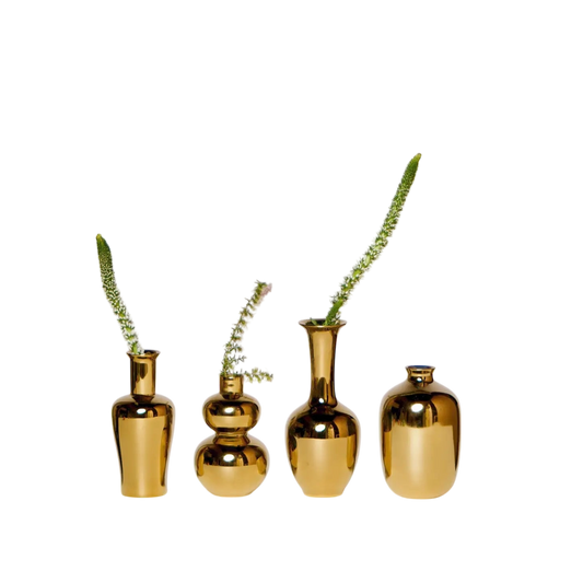 Metallic Gold Porcelain Mini Vases