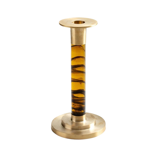 Small Brass & Resin Tortoiseshell Candlestick