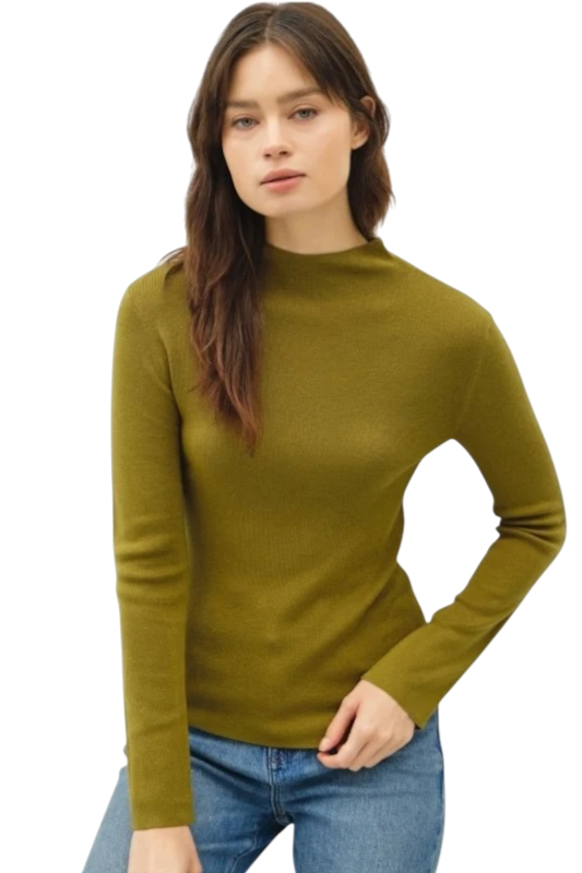 Mock Neck Knit Top - 2 Colors