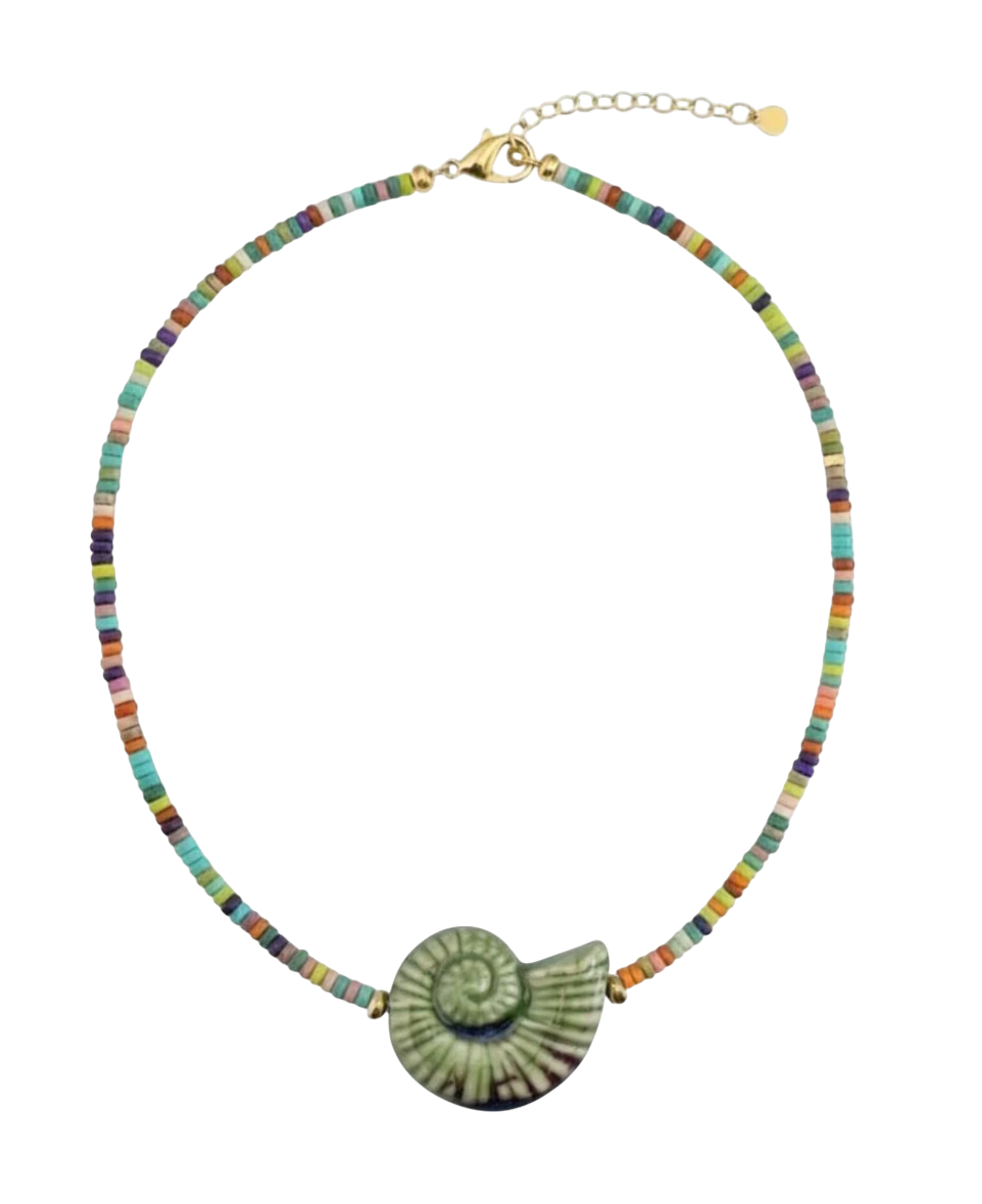 Beaded Green Shell Necklace