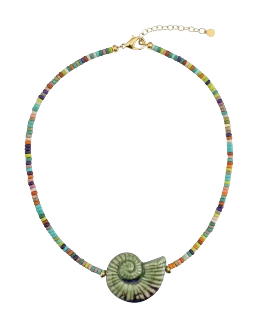 Beaded Green Shell Necklace