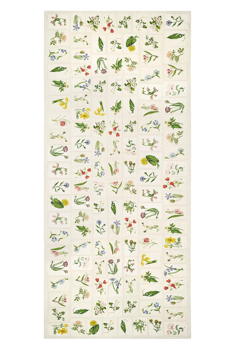 S&B x John Derian Botanical Tiles Linen Tablecloth