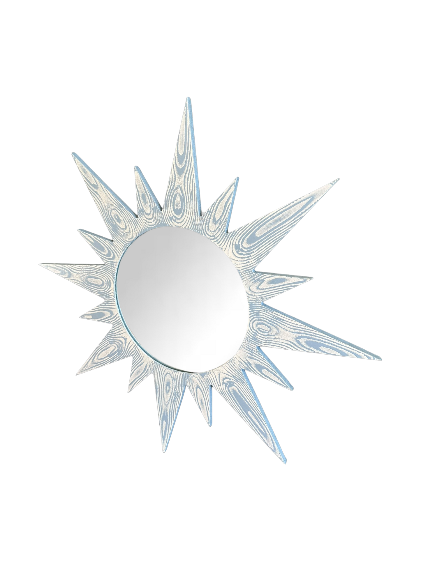 Small Bespoke Hand-Painted Sunburst Mirror in Wedgwood Faux Bois