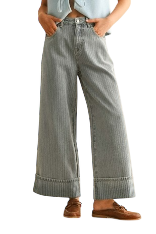 Textured Denim Pants