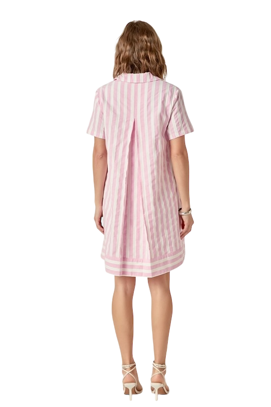 Striped Jacquard Mini Shirt Dress