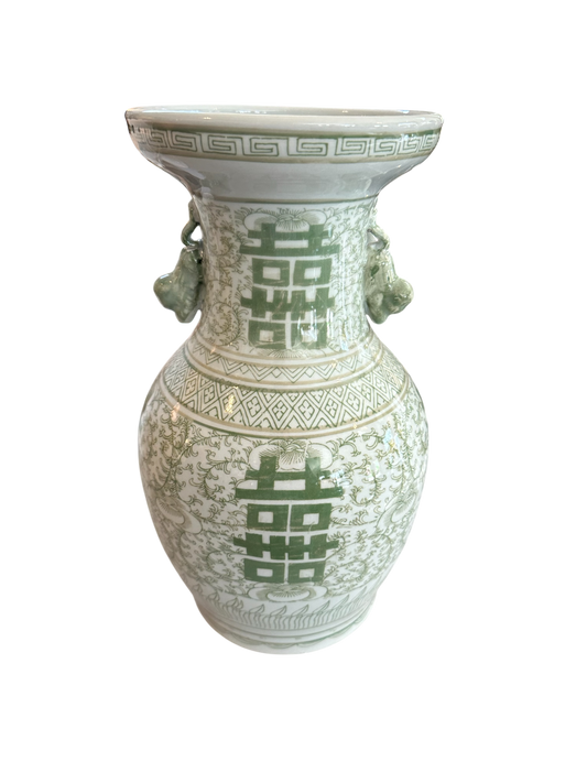 Green & White Medium Lug Vase