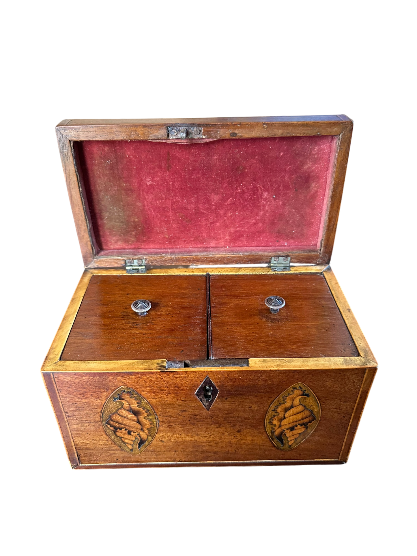 George III Tea Caddy w/ Double Shell Inlay Front c. 1790