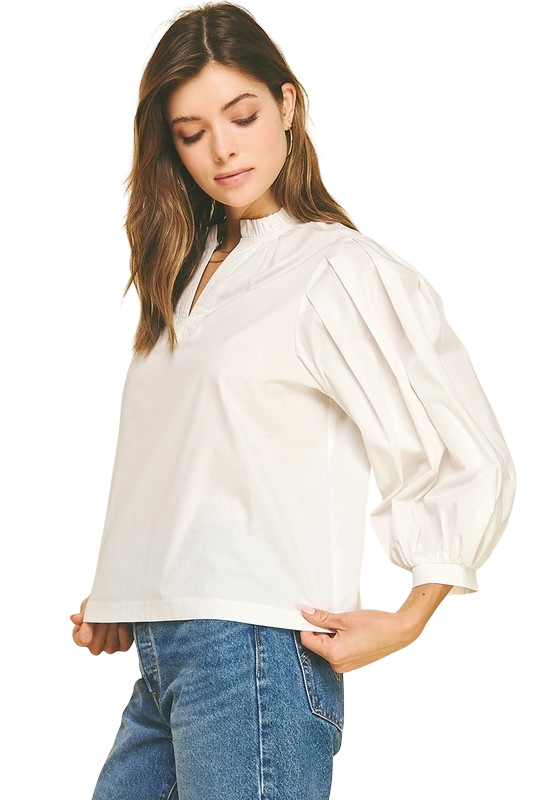 Balloon Sleeve Poplin Blouse