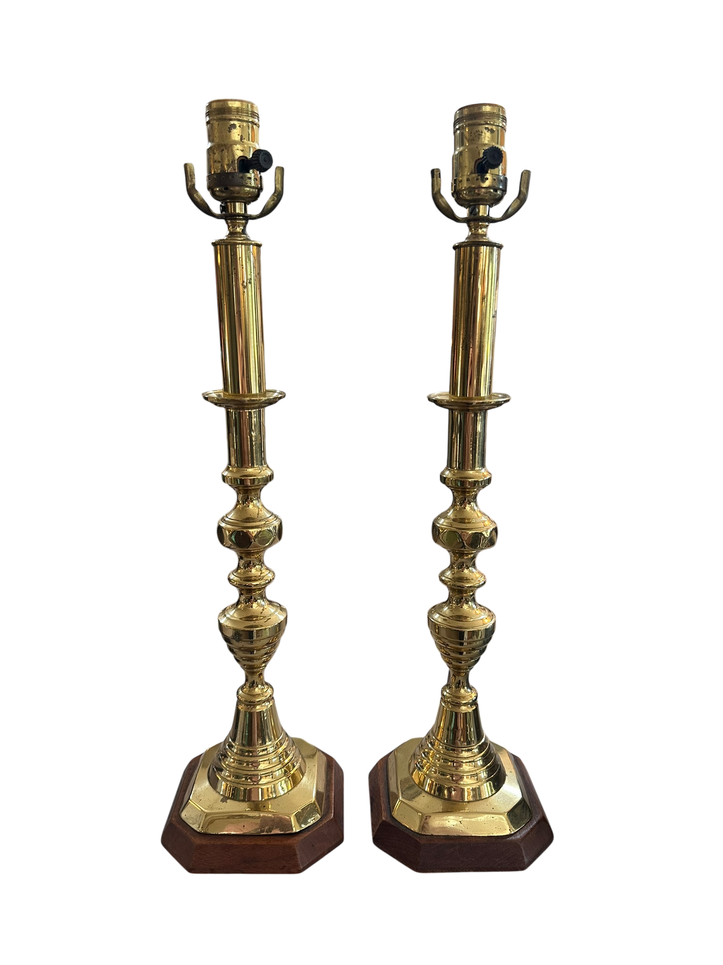 Pair of Vintage Brass Candlestick Lamps