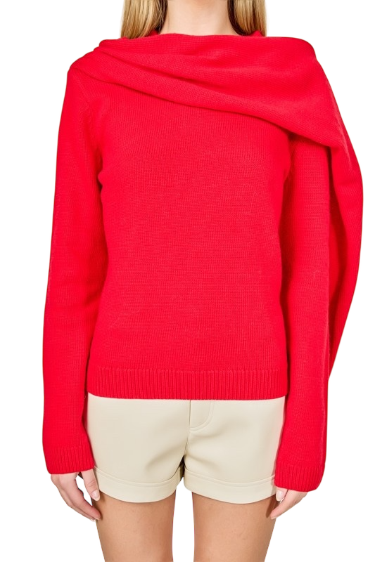 Scarf Sweater - Red